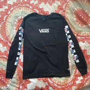 Vans Shmeegle Black Long Sleeve T-Shirt Floral Sleeves